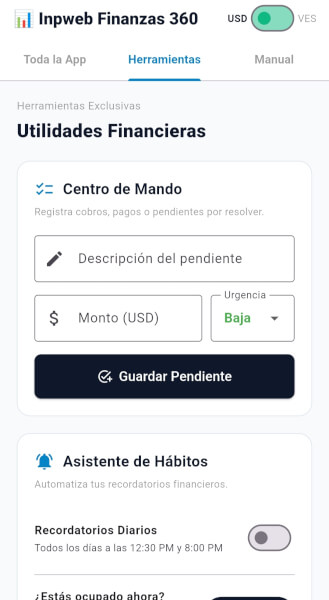 Inpweb Finanzas 360 - Pantalla 4