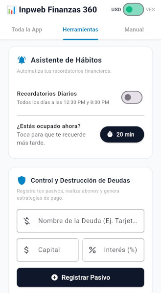 Inpweb Finanzas 360 - Pantalla 5